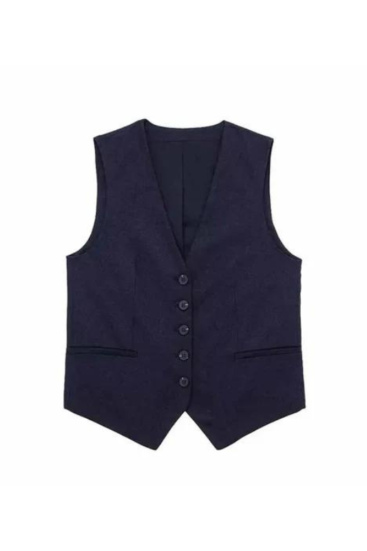 Single Breasted Waistcoat Navy Top