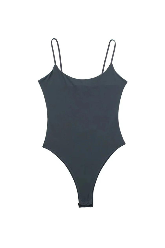 Blue Grey Thin Strap Bodysuit