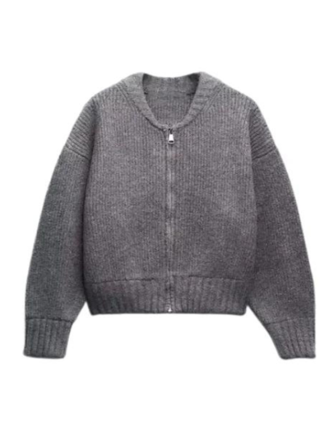 Grey Zippered Cardigan