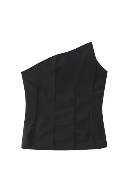 Black Asymmetrical Bustier Top