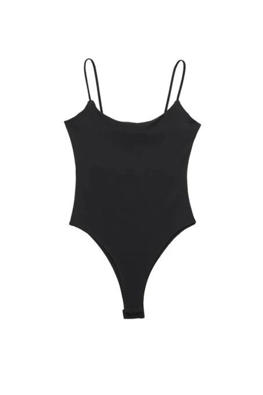 Black Thin Strap Bodysuit