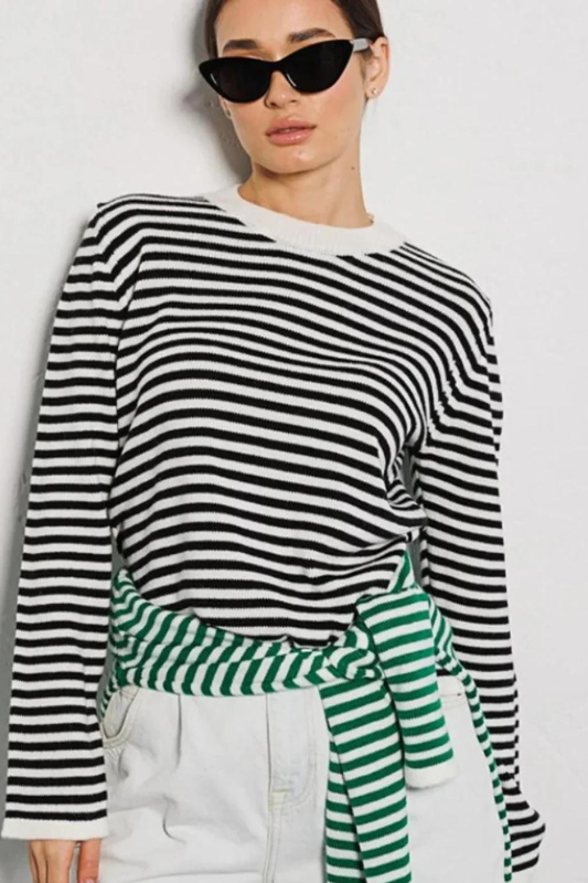 Black Striped Long Sleeve Sweater