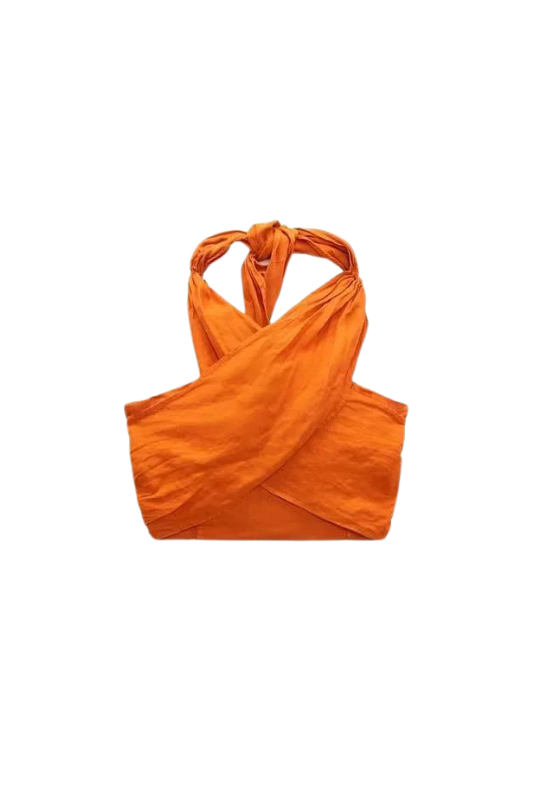 Orange Linen Halter Neck Top