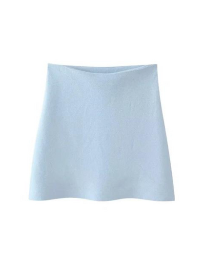 Blue High Waist Mini Skirt