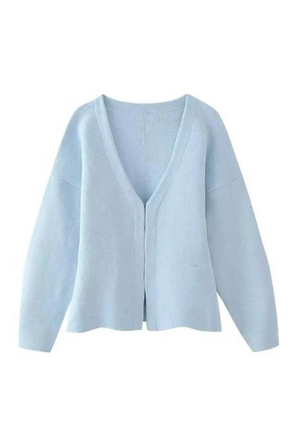 Blue Loose Sleeve Knitted Top