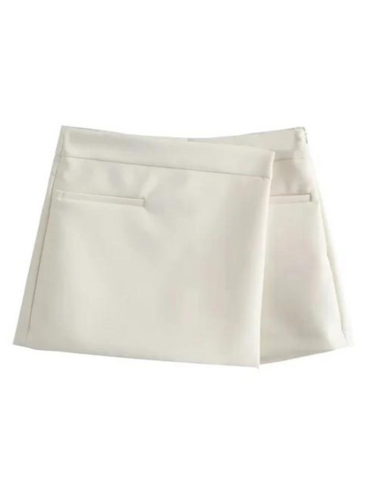 Ivory Asymmetrical High Waist Skort