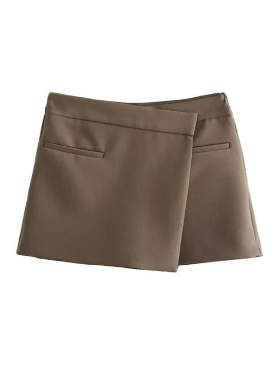 Brown Asymmetrical High Waist Skort