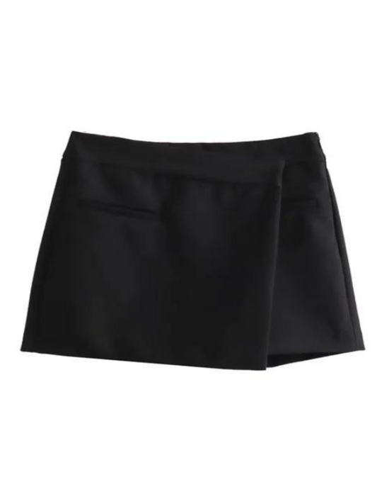 Black Asymmetrical High Waist Skort