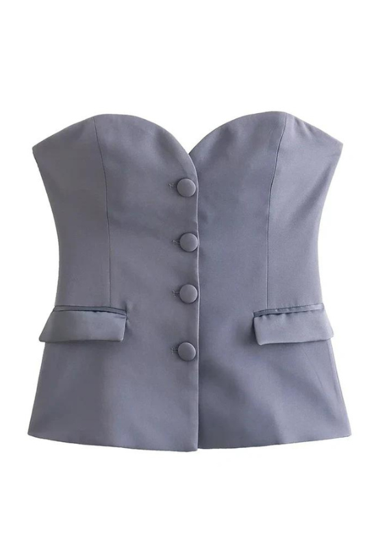 Gray Satin Bustier Corset Top