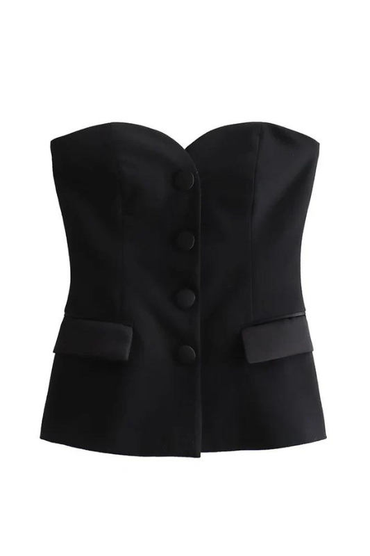 Black Satin Bustier Corset Top