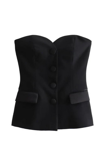 Black Satin Bustier Corset Top