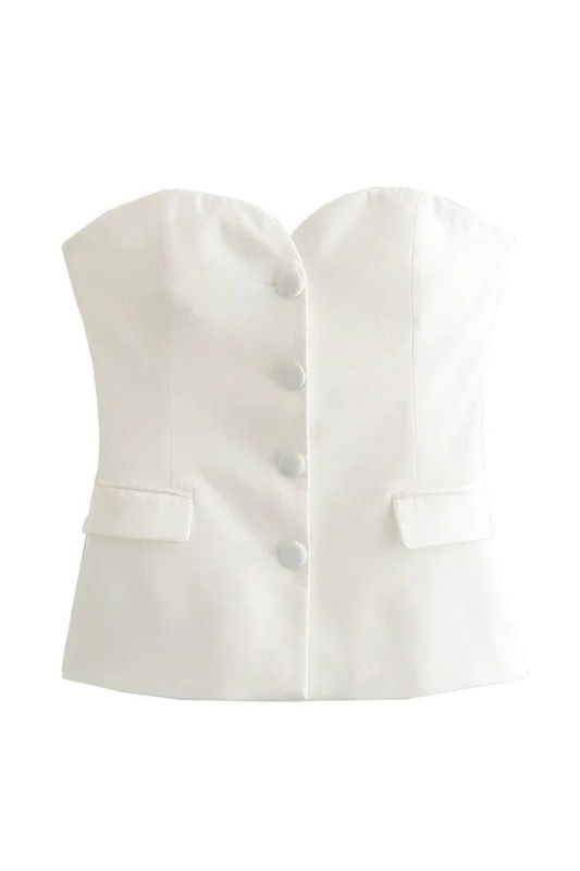 White Satin Bustier Corset Top