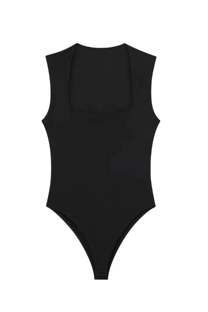 Black Square Neck Bodysuit