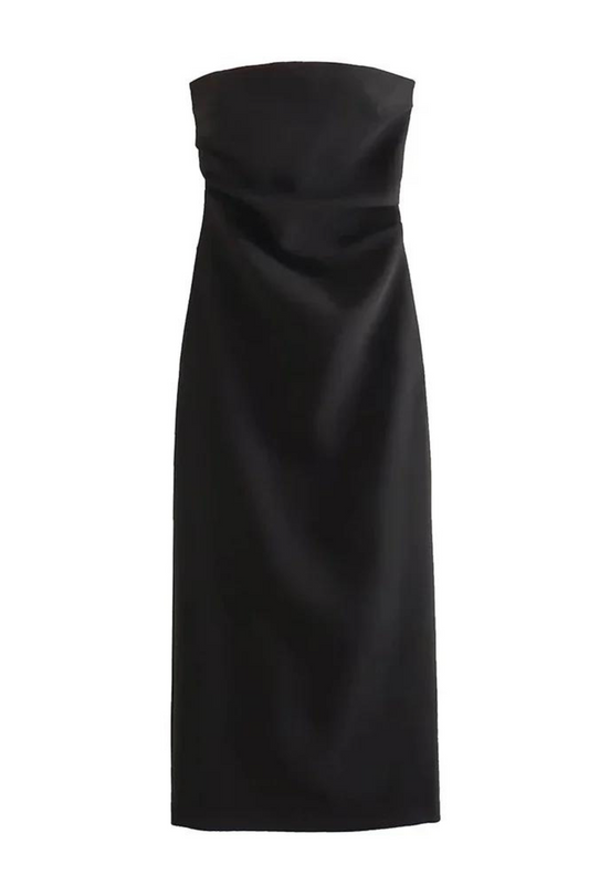 Black Midi Strapless Dress