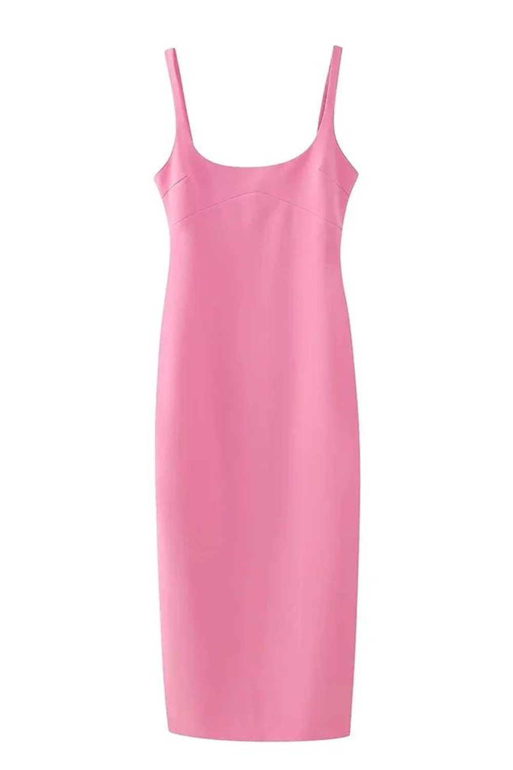 Pink Back Slit Midi Dress