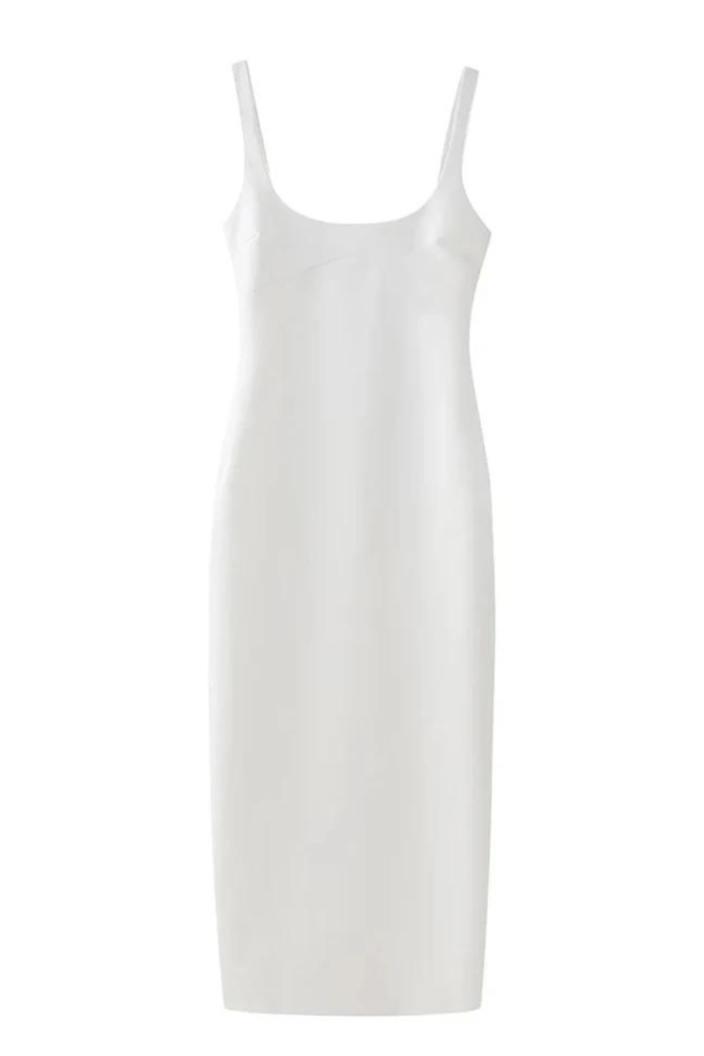 White Back Slit Midi Dress