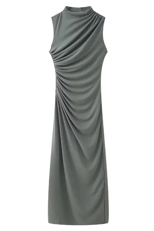 Blue Haze Ruched Maxi Dress