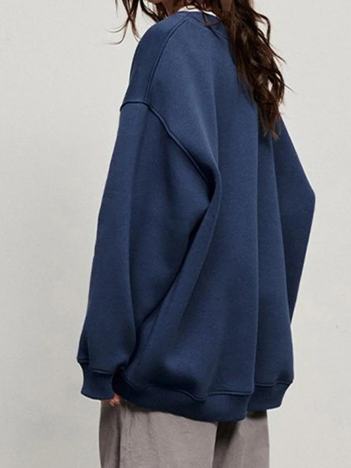 Blue Oversize Dropped Shoulder Sweatshirt