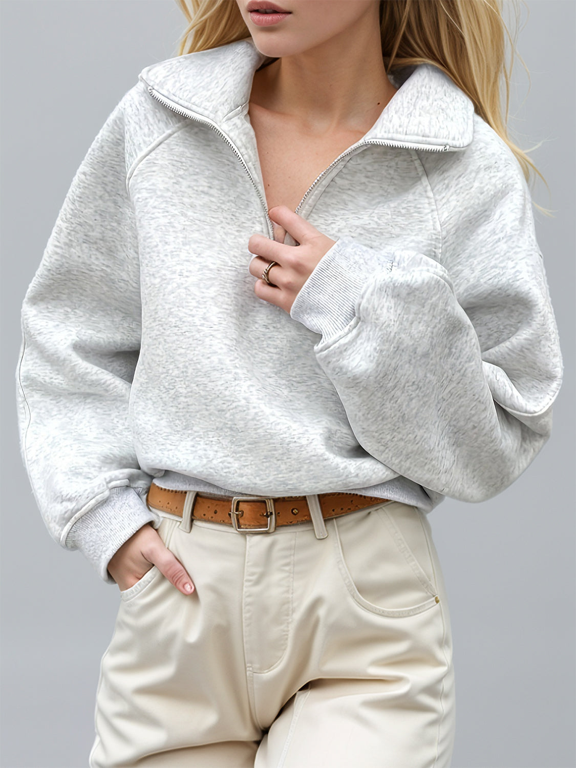 Gray Half Zip Sweatshirt