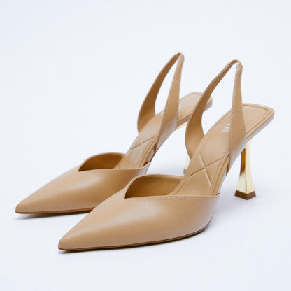 Leather Point Toe Stiletto Heel Pumps