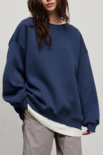 Blue Oversize Dropped Shoulder Sweatshirt