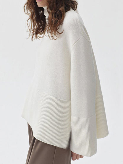 Side Slit Turtleneck Sweater