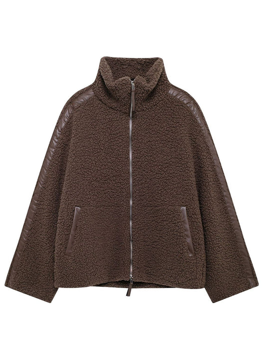 Zip Up Turtleneck Plush Jacket