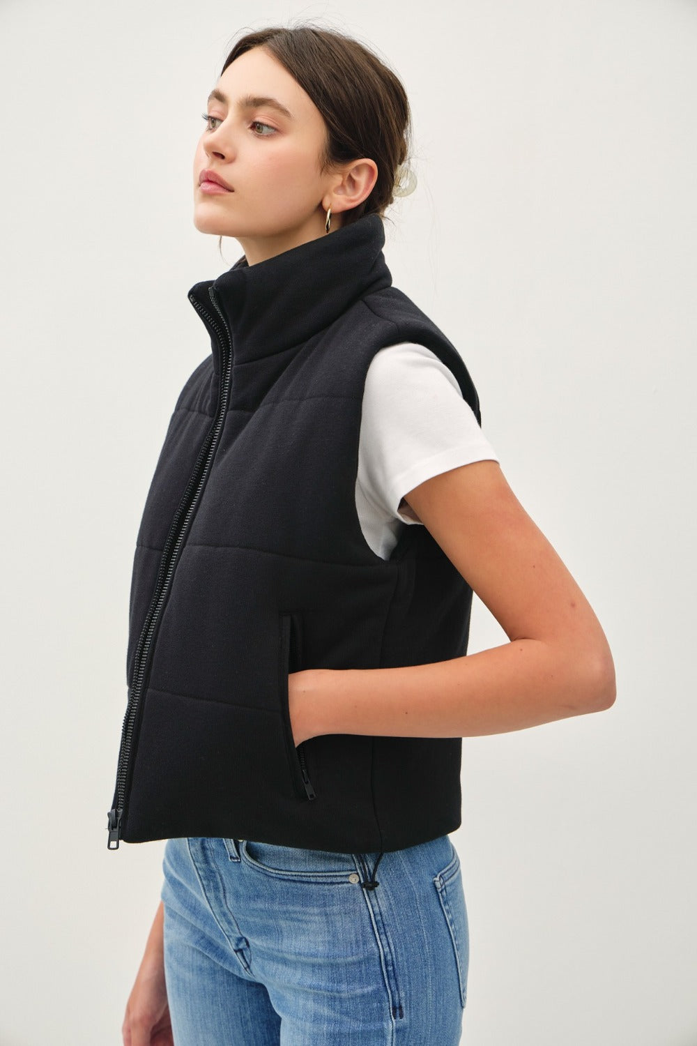 Black Turtleneck Puffer Vest