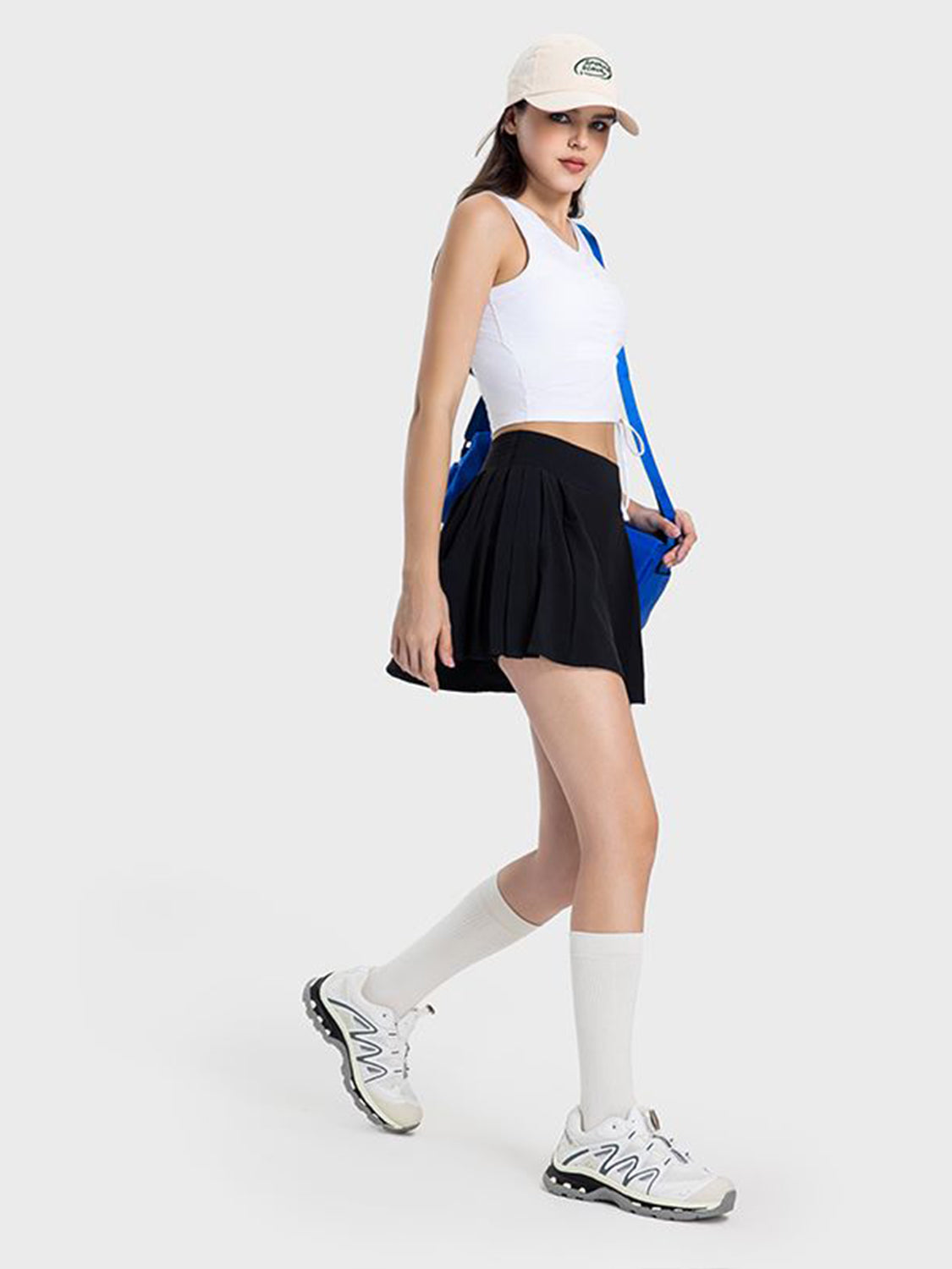 Pleated Mid-Rise Waist Active Skirt