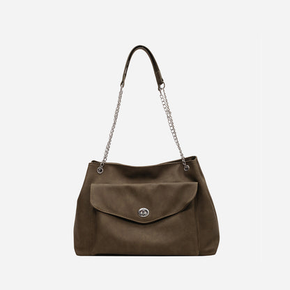 Leather Button Shoulder Bag