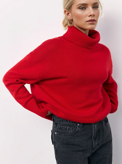 Turtleneck Dropped Shoulder Sweater