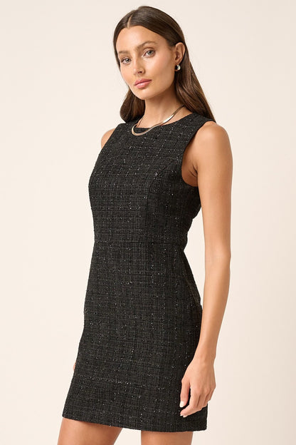 Black Tweed Sleeveless Dress