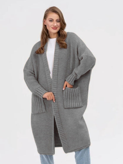 Pocketed Open Front Longline Cardigan