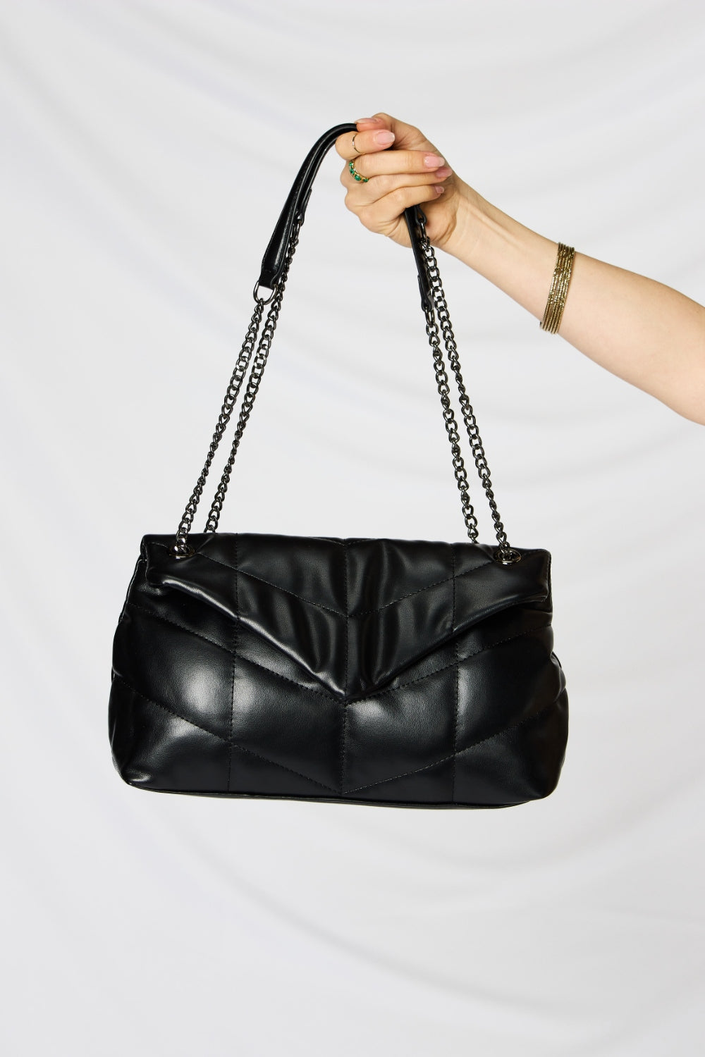 Black Leather Chain Handbag