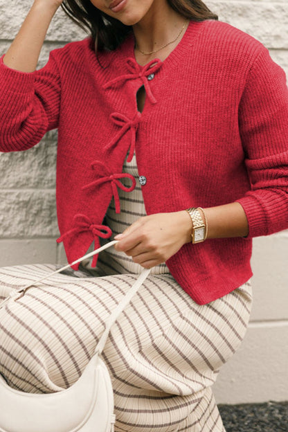 Red Bow Tied Cardigan