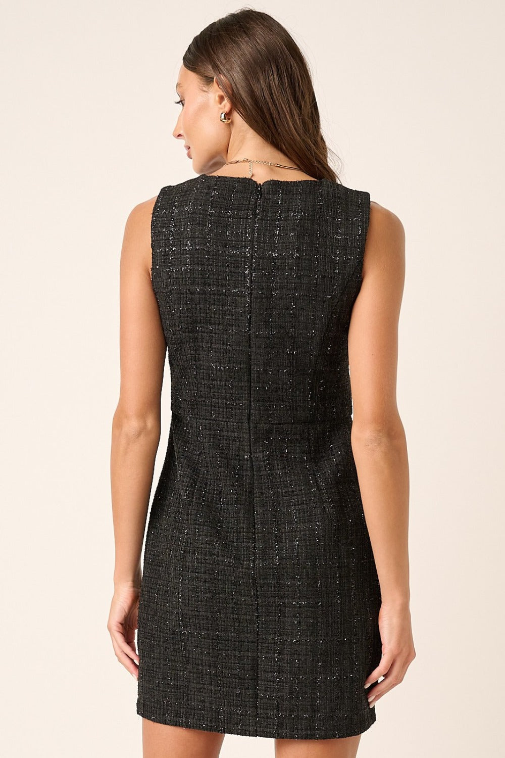 Black Tweed Sleeveless Dress