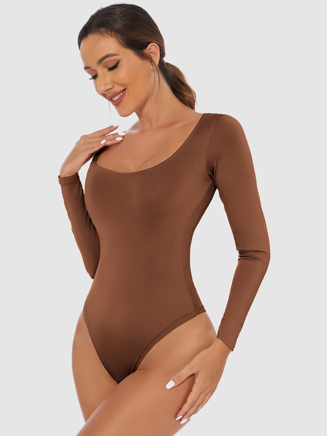 Scoop Neck Long Sleeve Bodysuit