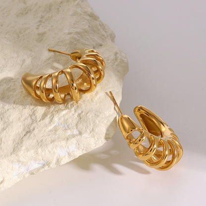 Gold Cutout C-Hoop Earrings