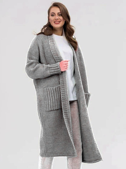 Pocketed Open Front Longline Cardigan