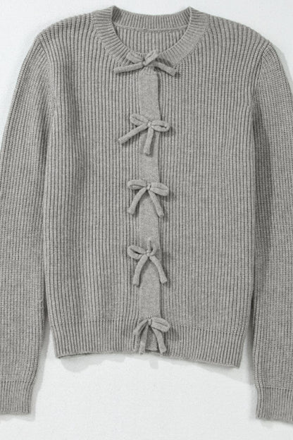 Bow Round Neck Cardigan