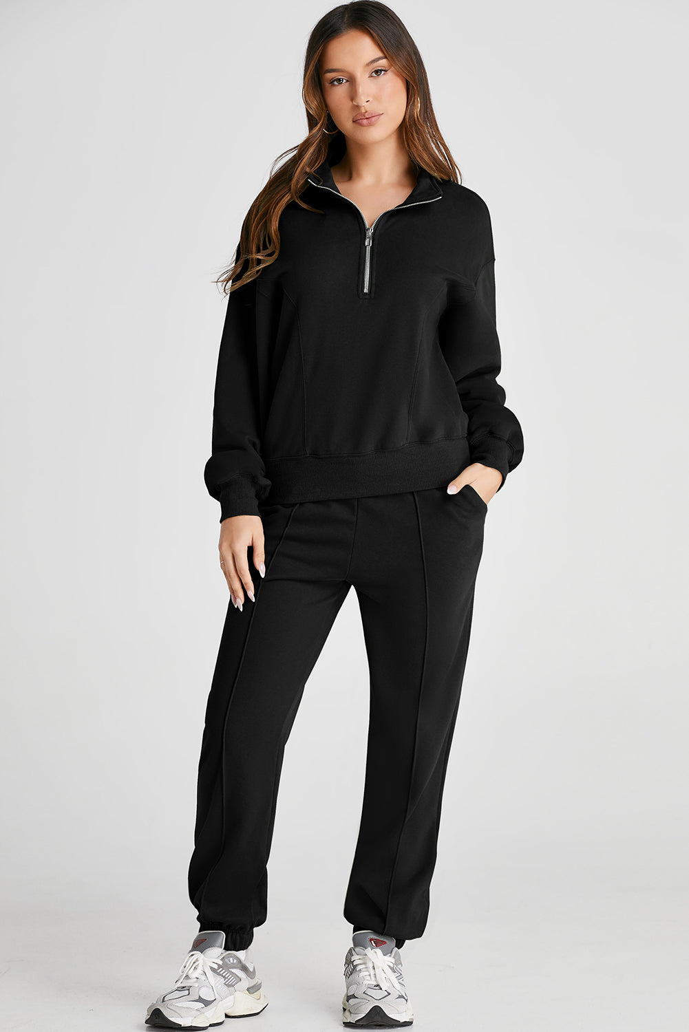 Black Half Zip Top and Joggers Set