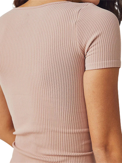 Light Mauve Round Neck Short Sleeve T-Shirt