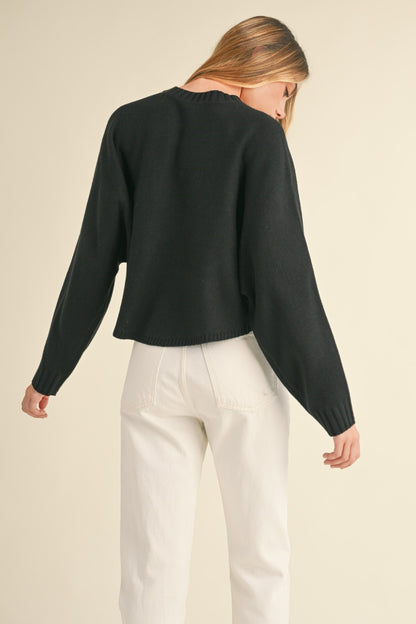 Black Dolman Sleeve Cropped Sweater