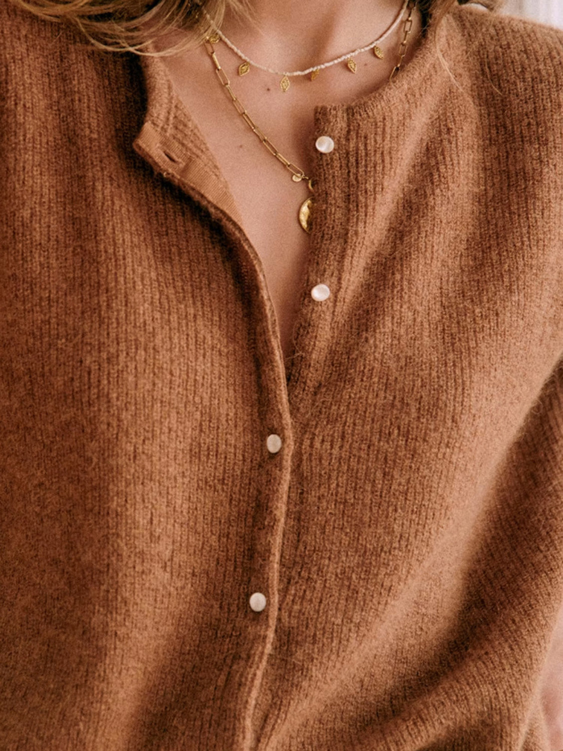 Buttoned Long Sleeve Sweater