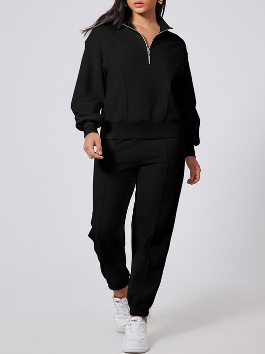 Black Half Zip Top and Joggers Set