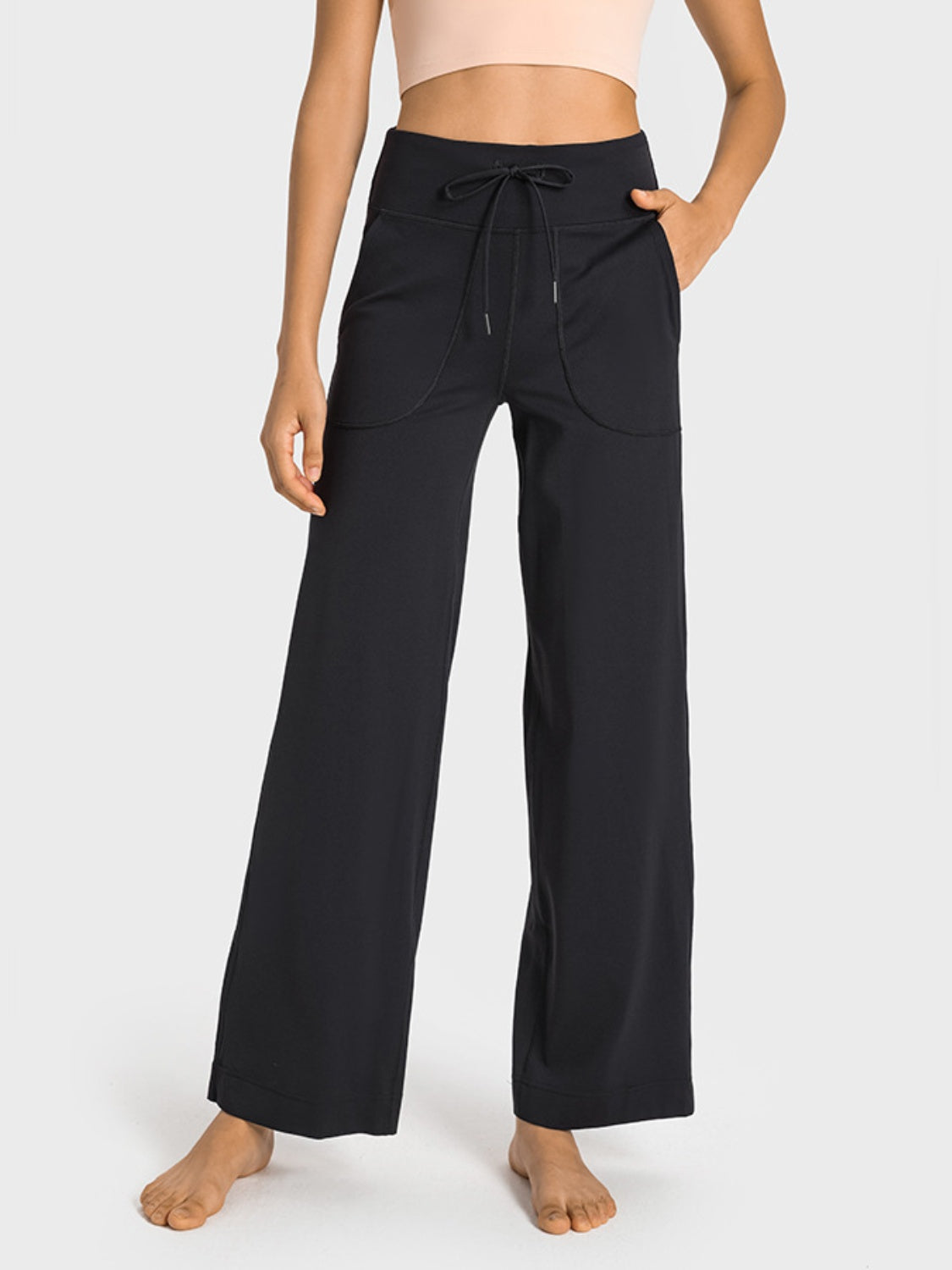 Drawstring Waist Wide Leg Pants