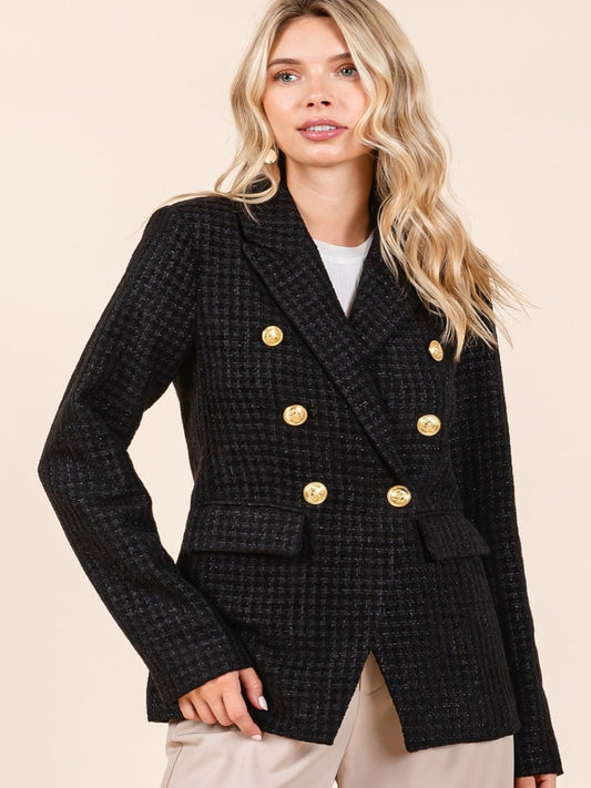 Black Plaid Texture Blazer