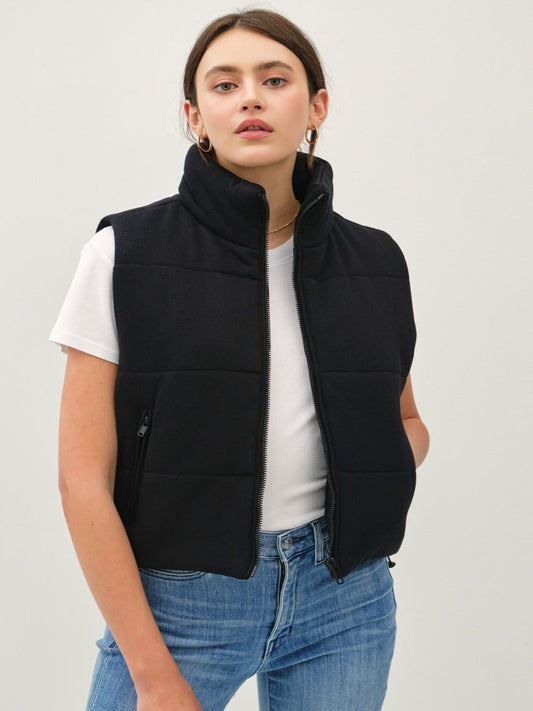 Black Turtleneck Puffer Vest