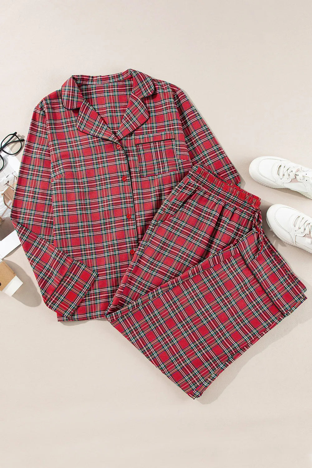 Red Plaid Lounge Set