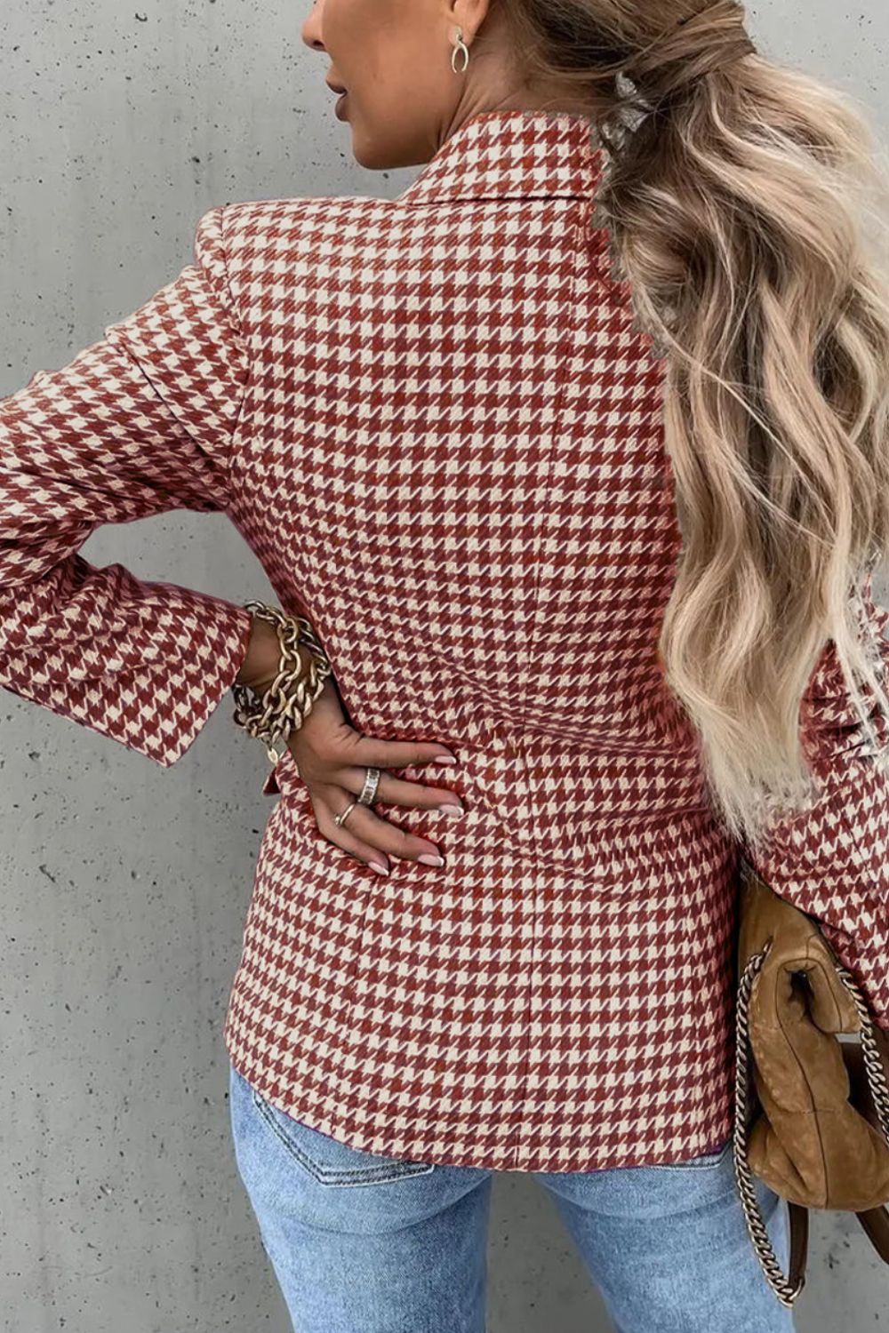 Red Houndstooth Blazer